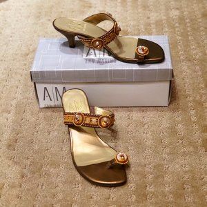 Vintage Bronze and Pearl Sandal Slides